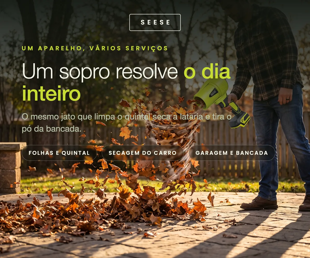 Um sopro resolve folhas, secagem do carro e a bancada da garagem